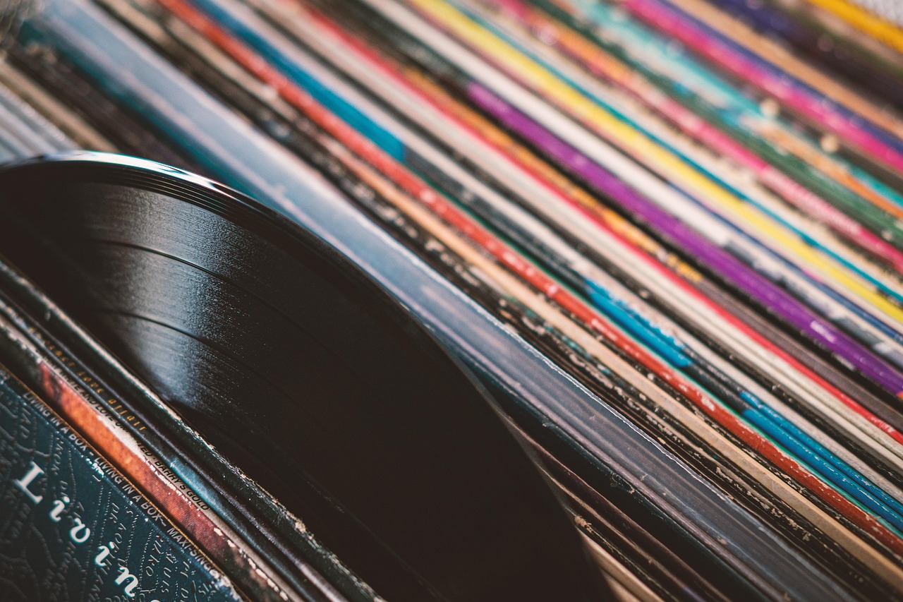 a collection of vinyl records